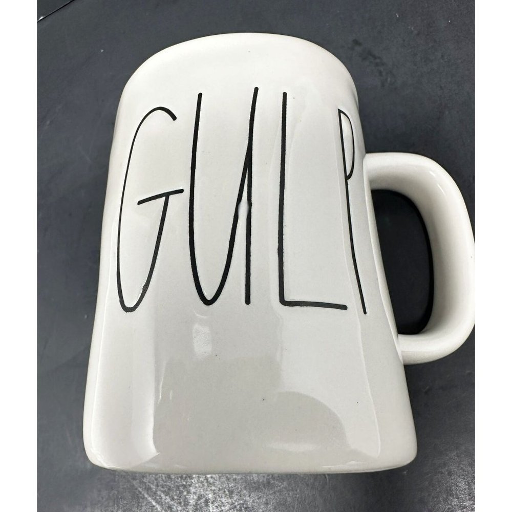 Early RAE DUNN Magenta Big M Stamp GULP Coffee Cup Mug LL Long Letter Font HTF - Picture 7 of 7